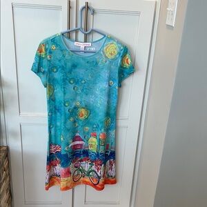 Leoma Lovegrove dress Teal Beach-Print Short Sleeve Dress